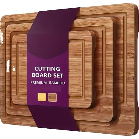 Tabla de cortar, material de bambú, ranuras para jugo, café (1/2)