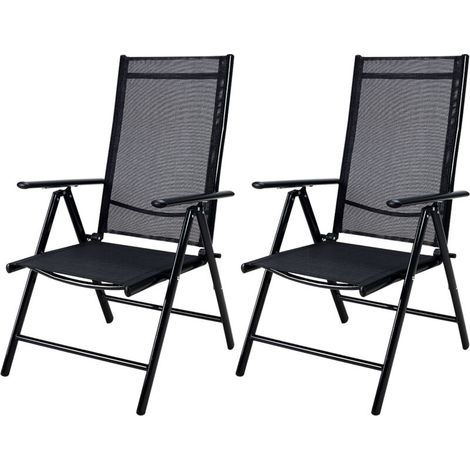 CASARIA® 2/4/6x Chaises de jardin pliantes aluminium dossier haut réglable 8 positions chaise camping terrasse balcon 120kg chaise pliable Set de 2 anthracite (1/5)