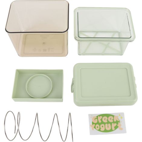 Colino rettangolare in PS HIPS per yogurt greco, filtro per formaggio fatto in casa, separatore di siero con maglia ultrafine per uso domestico, verde. (1/5)
