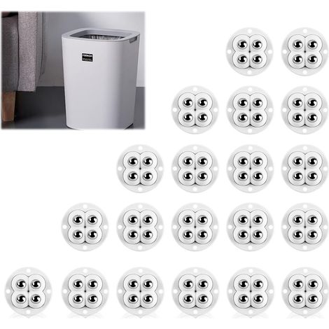 20 Stück selbstklebende Rollen, selbstklebende Mini-Rollen, 360° drehbare Rollen für alle Böden, Möbel, Regale, Spielzeugkisten (1/5)