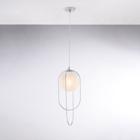 Erik Suspension 1 Lumière En Fer Chromé Avec Sphère Dm.20 156 D.23 Bl277-S1-Cr
