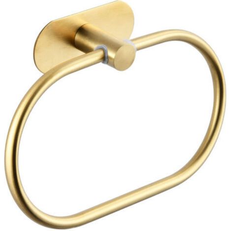 Anneau porte-serviettes ovale sans clou en acier inoxydable doré, pour salle de bain ou toilettes. (1/5)