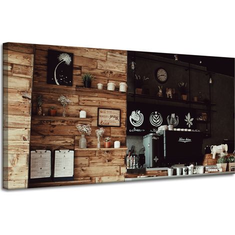 Lienzo decorativo de cocina retro de madera, 120x60 cm.