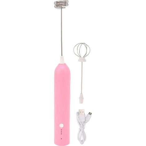 Petit batteur à œufs ménager, mini mixeur multifonction, batteur électrique portable, fouet, mousseur à lait et café sans fil, rose (1/5)