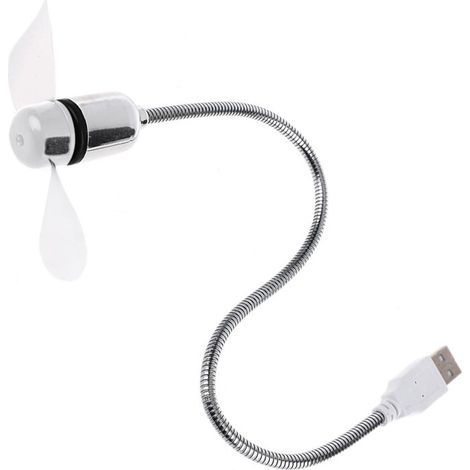 Ventilador de refrigeración flexible mini USB Irovami – Blanco, tubo metálico ajustable, ultra silencioso – Para portátil, PC, ordenador de sobremesa
