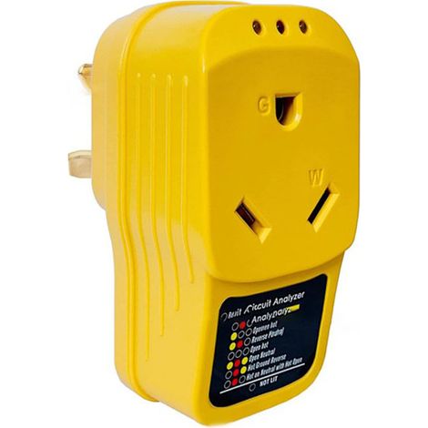 Adaptateur de protection contre les surtensions et analyseur de circuit pour camping-car avec indicateurs LED — 30 A mâle vers 30 A femelle