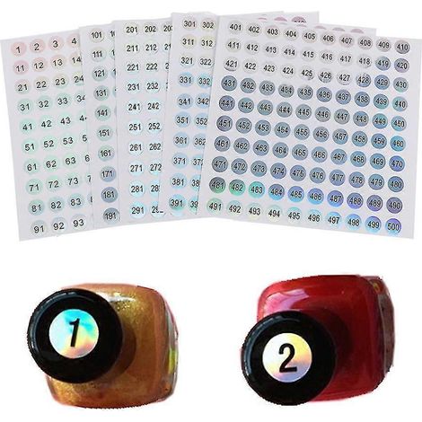 1-500 Laser-Nummernetiketten-Aufkleber Bastel-Nagellack-Lippenstift-Farbetiketten-Aufkleber (1/4)