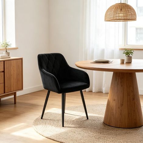 Silla tapizada cómoda, silla de comedor con reposabrazos, silla funcional, silla de diseño con asiento acolchado, silla de salón, silla de ocio, silla de dormitorio (solo incluye 1 silla de comedor) (1/5)