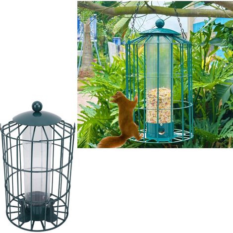 Jaula para comedero de pájaros de exterior, a prueba de carnívoros, tubo transparente, a prueba de roedores, hierro inoxidable, cadena de 7,1 x 12,6 pulgadas (1/5)