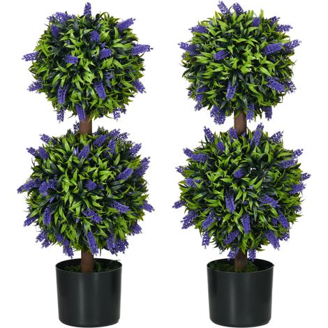 Set 2 piante artificiali di lavanda 70 cm in plastica verde anti-UV - CHICFURN (1/5)
