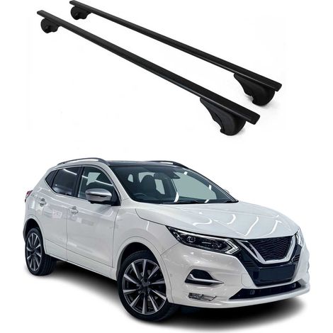 OMAC Barres de toit pour Nissan Qashqai J11 2013-2021 – TÜV / DIN 75302:2019 – Antivol inclus – Charge max 75 kg – 2 barres Noir (1/4)