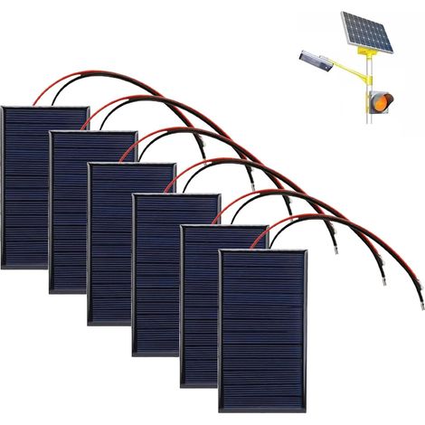 6 Pièces Panneau Solaire, 62x36mm Silicium Polycristallin, 3V 0.27W Cellule, Pour Bricolage Projets Scientifiques (1/5)