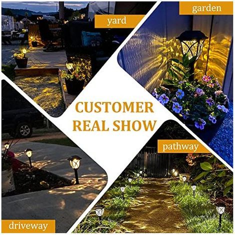 Wasserdichte Solar-Gartenleuchten, ein Set aus 6 LED-Solar-Gartenleuchten, geeignet für die Außendekoration, den Garten und die Landschaftsgestaltung (warmweißes Licht). (1/5)