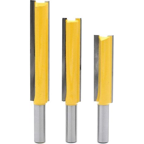3pc 8mm Shank Extra Long Fraises, Fraise à Bois avec Fraise Extra Longue avec Fraise Droite 8mm1/2"50.8mm,8mm1/2"63mm,8mm 1/2"76mm (1/3)