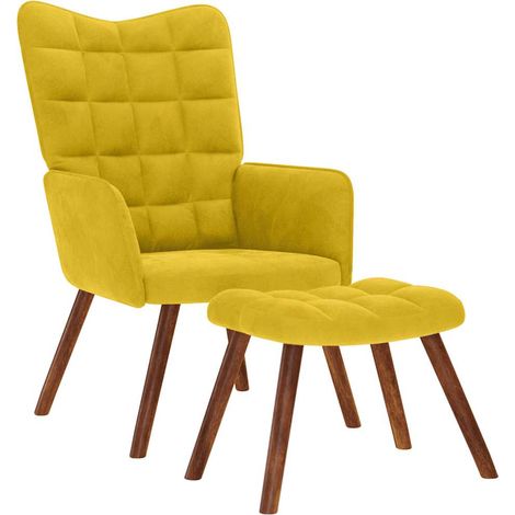 Teenpull – Relaxsessel mit Hocker Gelber Samt (1/5)