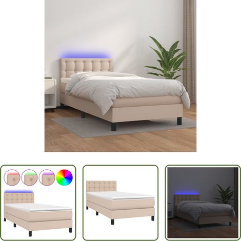 Matratze - Boxspringbett mit Matratze & LED Cappuccino-Braun 100x200cm (1/5)