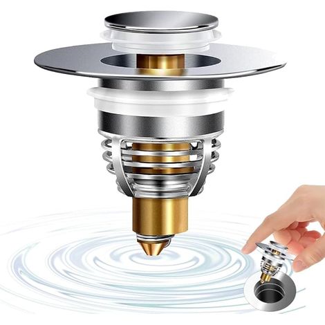 Lntyq Bonde Lavabo Universel, Pull Type Bonde Evier, Bouchon de Lavabo Pop-Up mit 2 Gelenken für Baignoire, Cuisine, Lavabo Orifice de Vidange 32-42mm (1/5)