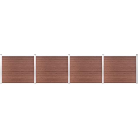 Ensemble de panneau de clôture WPC 699x146 cm Marron (1/5)