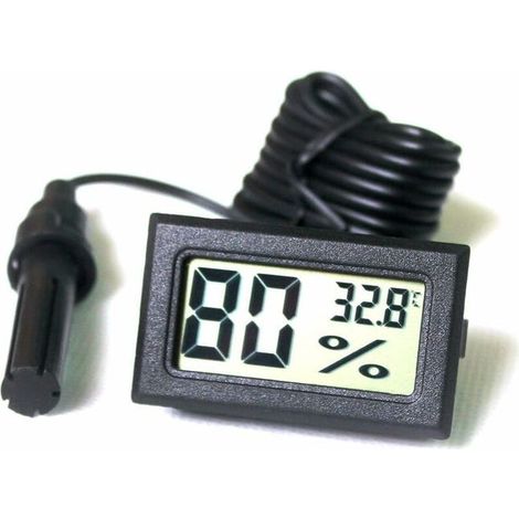 Mini thermomètre et hygromètre numérique avec sonde, affichage Celsius (noir) (1/4)