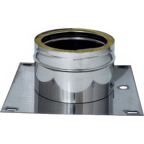 Piastra di Base Diam. 10/15 cm Doppia Parete in Acciaio Inox con Scarico Condensa
