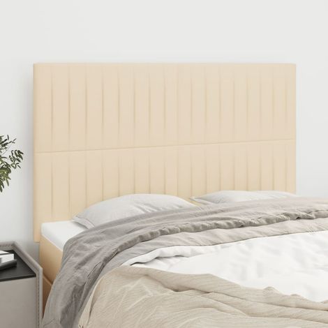 vidaXL Tête de lit Crème 144x5x118/128 cm Tissu (1/5)