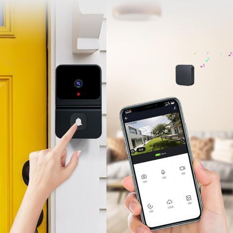 Interphone vidéo sans fil, interphone vidéo intelligent, vision nocturne HD, fonction de chargement Wi-Fi, sonnette réseau, audio bidirectionnel, vision nocturne, Wi-Fi 2,4 GHz, contrôle par applicati (1/5)