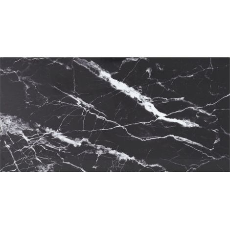 – Dessus de table noir 100x50cm 6mm en verre trempé – Design marbre – Pour tables à manger et basses – Facile à nettoyer (1/5)