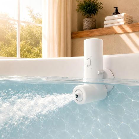 Jet de Bain Spa, Accessoire de Baignoire Portable sans Fil à Vitesse Réglable, Jets Massants pour SPA à Domicile (Blanc) (1/5)