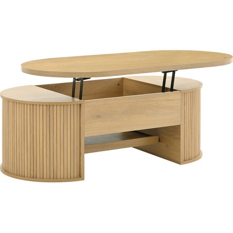 Table basse relevable en MDF couleur bois avec rangement intégré, 110 x 55,5 x 40 cm (1/5)