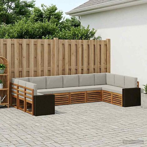 vidaXL Ecksofa Set mit Kissen 10 pcs Natürlich und Hellgrau Polyester (1/5)