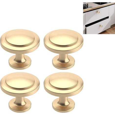 Lot de 4 Bouton de Meuble Bouton Porte Cuisine Rond Boutons de Porte Alliage de Zinc Bouton Porte Placard Or Bouton Porte Poignée Cuisine (1/5)