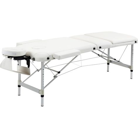 Table de massage pliante professionnelle en aluminium blanc 215x81x61-84cm