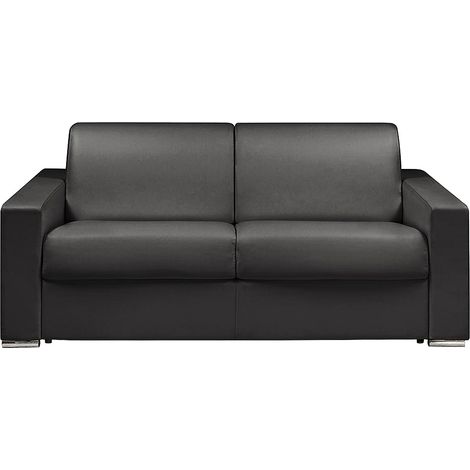 Canapé 3 places convertible express en simili noir - Couchage 140 cm - Matelas 14 cm CALITO (1/3)
