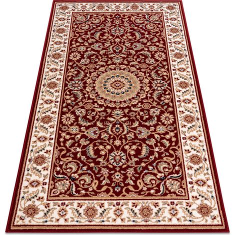 Teppich Wolle NAIN Rosette, Rahmen 7176/51066 rotwein red 80x150 cm