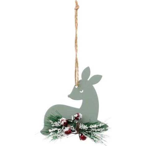 Paris Prix - Sujet De Noël En Métal renne 8cm Vert