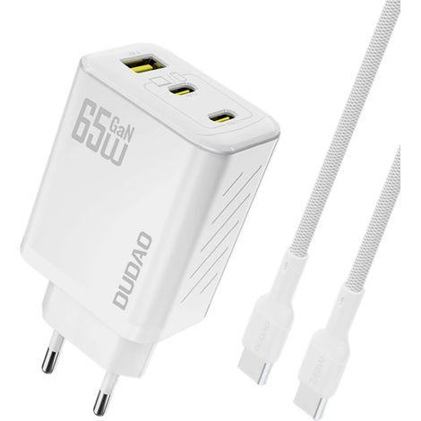 Cargador de pared Dudao A29C de 65 W con tecnología GaN + cable USB-C - Blanco (1/5)