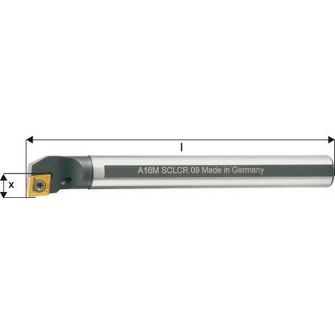 Barre d'alésage ISO 95° A..-SCLCR/L, à arrosage interne, Désignation : A12L SCLCL 06, Ø queue - dg7 12 mm, Dimensions Ø min. 18 mm
