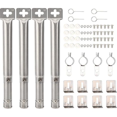 4Pcs Universal Adjustable Stainless Steel BBQ Gas Grill Replacement Straight Pipe Tube Burner Barbecue Accessories (Color : Silver) (1/5)