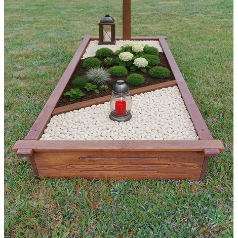 Cadre funéraire en bois traité 190x90x20 cm – résistant aux intempéries – finition huilée – pour délimiter sépulture – Syberdesk