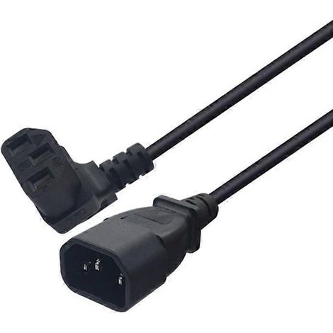 Câble d'alimentation IEC320 mâle vers femelle C14 vers C13 coudé à 90°, longueur 0,1 m (1/5)