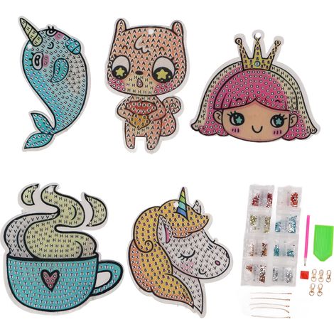 Kit de 3 porte-clés DIY en diamant 3D, motif elfique animé de dessin animé, décoration artisanale pour maison, pendentif créatif (1/5)