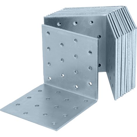 HELPMATE – 12 pezzi angolo piastra forata 80 x 80 x 80 mm – Connettore angolare zincato galvanicamente & blu passivato – Connettore in legno con eccellente protezione contro la corrosione – angolo del (1/4)