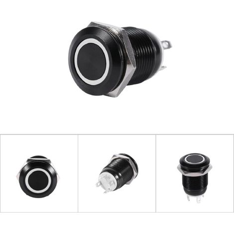 12-mm-LED-Momenttaster für Autos, schwarzes Gehäuse, 2 A (1/5)