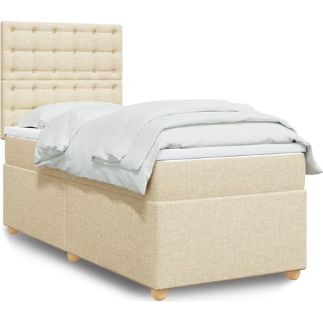 Boxspringbett mit Matratze Creme 100x200 cm Stoff