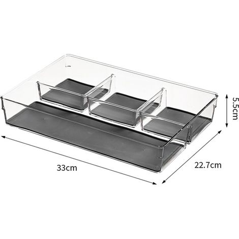 Organisateur de tiroir transparent en PET, séparateur de rangement pour ustensiles de cuisine - Rangement pour pinceaux de maquillage, bureau et salle de bain - Boîte de rangement carrée