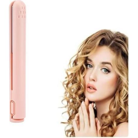 Mini-Multifunktions-Lockenstab, Mini-Doppelfunktions-Lockenstab, Mini-Glätteisen und Lockenstab 2 in 1, Mini-Akku-Lockenstab (Pink)