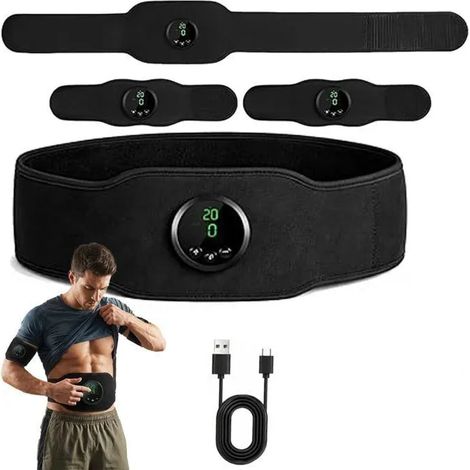 Cinturón de estimulación eléctrica abdominal EMS - Estimulador muscular recargable unisex para uso doméstico