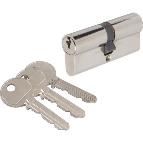 Cylindre de serrure nickelé 36 x 36 mm – 3 clés incluses – Compatible PTT 20 et EDF T25 – Sécurité renforcée – Grappin Annat