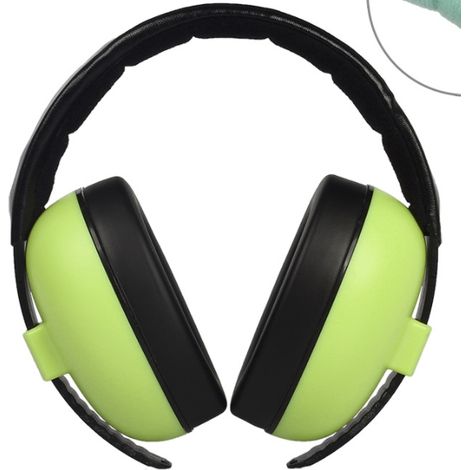 Cache-oreilles bébé insonorisés pour enfants protection bébé anti-bruit cache-oreilles anti-bruit écouteurs pour avion de sommeil anti-bruit 12x4x13cm vert
