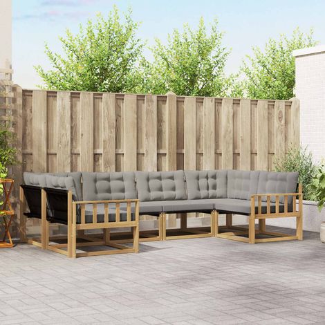 vidaXL Outdoor-Sofagarnitur mit Kissen 6 pcs Weiß und Hellgrau (1/5)